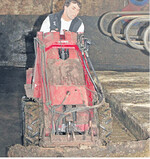 Vor der Hitzebehandlung müssen die Laufgänge entmistet werden.