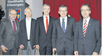 Dem Ruf des Kalten Markts sind zahlreiche Gäste gefolgt (v. l.): Klaus Mugele, Vizepräsident LBV, Hubert Kucher, Vorsitzender Bauernverband Ostalb, Dr. Klaus Hollenberg, Direktor Landwirtschaftliche Rentenbank, Roderich Kiesewetter, MdB, und Ellwangens Oberbürgermeister Karl Hilsenbek