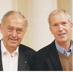 Globale Entwicklung bei Welternährung, Finanzkrise und Klima beleuchtet: Prof. Dr. Franz-Josef Radermacher, Hohenheimer Prorektor für Lehre Prof. Dr. Michael Kruse (rechts).