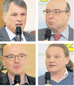 Veranstalter und Gäste im Uhrzeigersinn von links oben: Dr. Reinhard Funk, Dr. Rainer Pflugfelder, Jürgen Herrle, Frank Bieger.