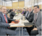 Beim Bauerntag Heilbronn-Ludwigsburg in Ilsfeld-Auenstein: Präsident Joachim Rukwied (l.) mit (v. r.) Kreisvorsitzendem Eberhard Zucker, Landrat Detlef Piepenburg, stv. Kreisvorsitzendem Helmut Eberle.