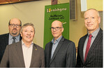Die Führungsmannschaft des Kraichgau Raiffeisen Zentrums (KRZ) und der Kraichgau Getreide Erzeugergemeinschaft (EZG), v. r.: KRZ-Vorstandssprecher Jürgen Freudenbergerger, stellvertretender KRZ-Vorstand Stephan Buchholz, EZG-Vorsitzender Friedhelm Zoller sowie KRZ-Prokurist und EZG-Schriftführer Dieter Schleihauf.