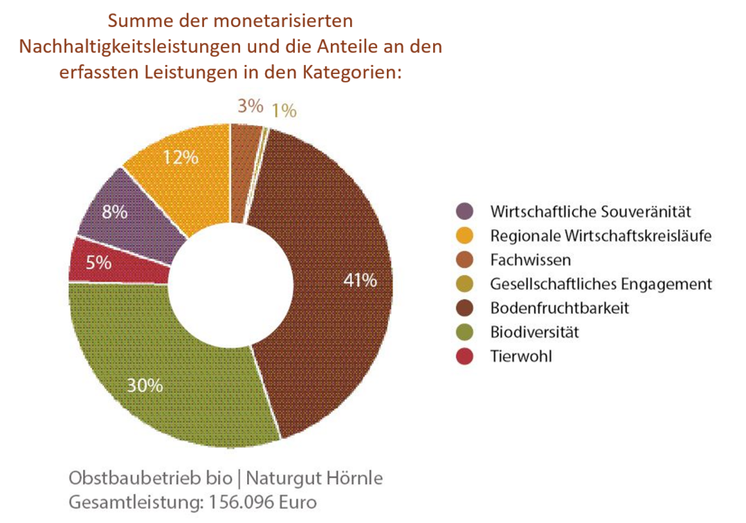 Obstbaubetrieb bio, Naturgut Hörnle: Summe der monetarisierten Nachhaltigkeitsleistungen