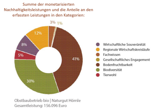 Obstbaubetrieb bio, Naturgut Hörnle: Summe der monetarisierten Nachhaltigkeitsleistungen