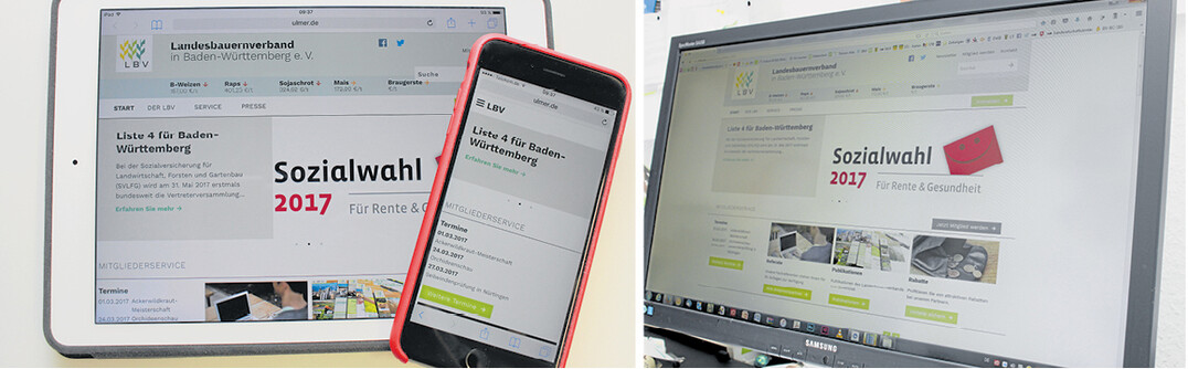 Ob Tablet, Smartphone (l.) oder Desktopcomputer (r.) ¿ die neue LBV-Webseite passt sich den jeweiligen Endgeräten an.