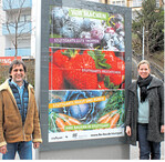 Klaus Brodbeck, Vorsitzender des BV Stuttgart, und Kreisgeschäftsführerin Mirjam Schumacher vor einem Kampagnenplakat.