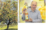 Hans-Martin Flinspach weiß, wie man Streuobstprodukte an die Frau und an den Mann bringt. Der naturtrübe Bio-Apfelsaft der Karlsruher Streuobst-Initiative wird bei den diesjährigen Heimattagen in der badischen Residenzstadt ausgeschenkt – wie auf dem Etikett zu lesen ist.