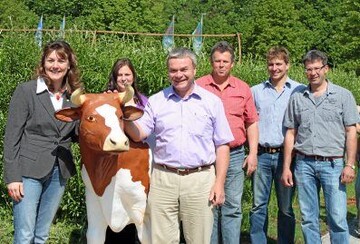 Das Gartenschau-Team des Bauernverbandes: Kreisbuerin Juliane Vees, KBV-Praktikantin Daniela Platz, Kreisgeschftsfhrer Karl-Friedrich Gnther, Kreisvorsitzender Gerhard Fanacht sowie seine Stellvertreter Stefan Schfer und Ferdinand Kreidler.
