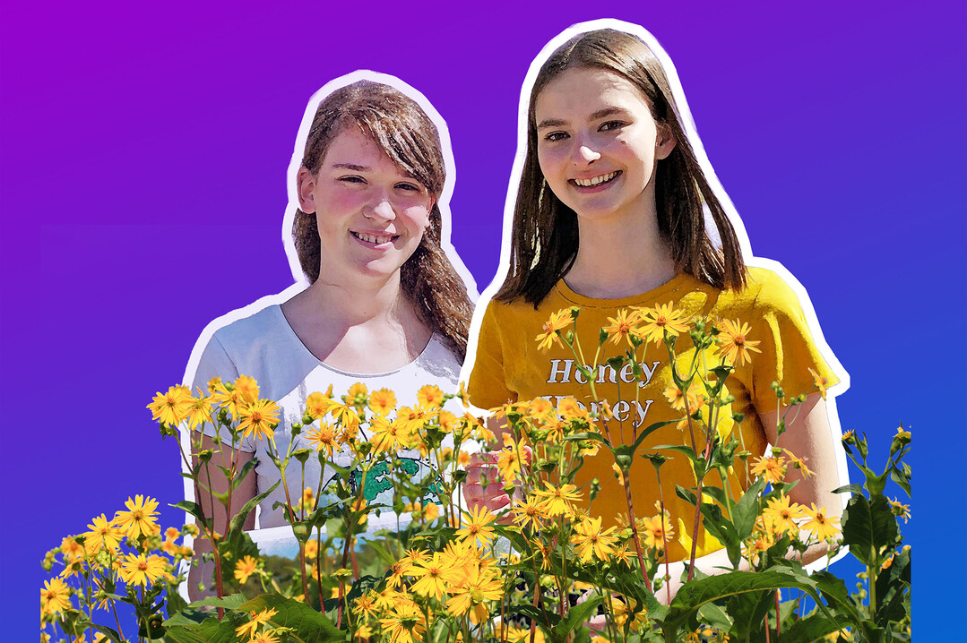 Melina (links) und Isabell belegten mit ihrer
Forschung zur Silphie den zweiten Platz in der
Kategorie Geo- und Raumwissenschaften bei Jugend forscht und haben jetzt den Nachhaltigkeitswettbewerb 'Future made by you!' der Uni Hohenheim gewonnen.