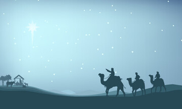 Die Heiligen drei K�nige lassen sich von einem Stern leiten.