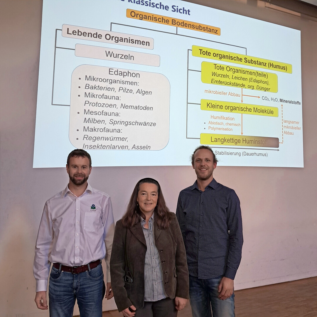 Das Leitungsteam vom Arbeitskreis Konservierender Ackerbau (v. l.): Fabian D�rle, Prof. Dr. Carola Pekrun,  Maik Freitag.