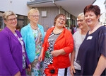 Starke Landfrauen in bester Laune (von links): Die Kreisvorsitzenden Rotraud Mack (Crailsheim), Anita Haag (Schwäbisch Hall), Hannelore Hohloch (Gaildorf) und Regina Müller (Hohenlohe) mit Ehrengast Marie-Luise Linckh, Präsidentin des LandFrauenverbands Württemberg-Baden (2. v. l).