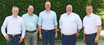 Teilnehmer der Podiumsdiskussion in Glochen anlässlich des Weltbauerntages (v. l.): Martin Linser, BLHV; Georg Leuter, Hofglück-Landwirt; Christian Danner, Ortenauer Weinkeller; Jürgen Mäder, Edeka Südwest; Jürgen Maurer, LBV.