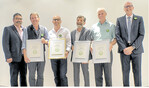 Ehrungen beim MR-Landesverband Baden-Württemberg (von links): Vorsitzender Rolf Zobel, Rainer Hofmann, Gerhard Rück, Hans Preiß, Engelbert Dreher und Geschäftsführer Dr. Hansjörg Weber.