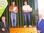 Geschäftsführer Reiner Müller (l.) und Vorsitzender Reinhard Friedrich (r.) danken Udo Nagel (2. v. l.) und Alfred Heinze für ihren unermüdlichen Einsatz für den Maschinenring Östlicher Tauberkreis.