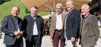 Schulterschluss für die Zukunft der Berglandwirtschaft (v. l.): Josef Geisler, Bauernbund Tirol; Walter Heidl, Bayerischer Bauernverband; Arnold Schuler, Landrat Südtirol; Joachim Rukwied, Landesbauernverband; Leo Tiefenthaler, Südtiroler Bauernbund.
