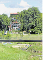 Cappelrain: großer Kletterturm und Strand an der Ohrn.