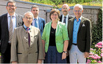 Gruppenbild nach der Versammlung: (v.l.): Clemes Rück, Geschäftsführer der Börse, Heinz Hahn, Vorsitzender, Stefan Hiebl, Landwirtschatsministerium Bayern, Gertrud Knoll, stellvertretende Landrätin im Kreis Oberallgäu, Dr. Markus Albrecht, Zweiter Vorsitzender und Stefan Nether, INTL FCStone.
