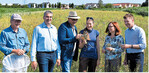 Arno Schanowski (ILN), Heinz Breuer (Bayer CropScience), Bundestagsabgeordneter Axel Fischer, Dr. Sonja Pfister (ifab), Ute Göbelbecker (Bürgermeisterin von Dettenheim), Norbert Lemken (Director Agricultural Policy von Bayer) (v. l.).