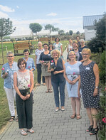 Landfrauenpräsidentin Marie-Luise Linckh (r). mit den Teilnehmerinnen des Coachings, hier beim Hofcafé Kurz in Heilbronn-Sontheim.