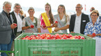 Mit Staatssekretärin Sabine Kurtz (r.) vom MLR und den neuen Apfelhoheiten eröffneten Vertreter aus dem Berufsstand die Apfelsaison am Bodensee. In Kressbronn neu ins Amt gesetzt wurde Apfelkönigin Jasmin Eichenhofer (4. v. l.). Ihr zur Seite stehen die Apfelprinzessinnen Sina Bernhard (3. v. l.) und Mia Bentele.