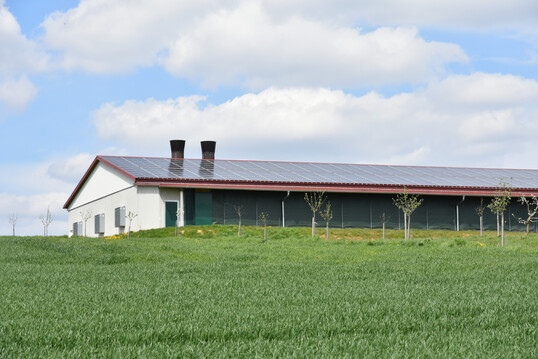 Gefl�gelstall mit Solaranlage auf dem Dach.