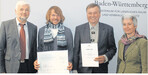 Ministerialdirektor Wolfgang Reimer, Preisträger Peter und Albert Werner sowie die Landestierschutzbeauftragte Dr. Cornelie Jäger (v. l.)
