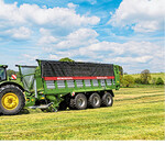 In Hannover zu sehen: Der 510 K (51 m³) mit doppelter Schwadrolle, elektronischer Zwangslenkung und Füllstandserfassung mittels Ultraschallsensor.