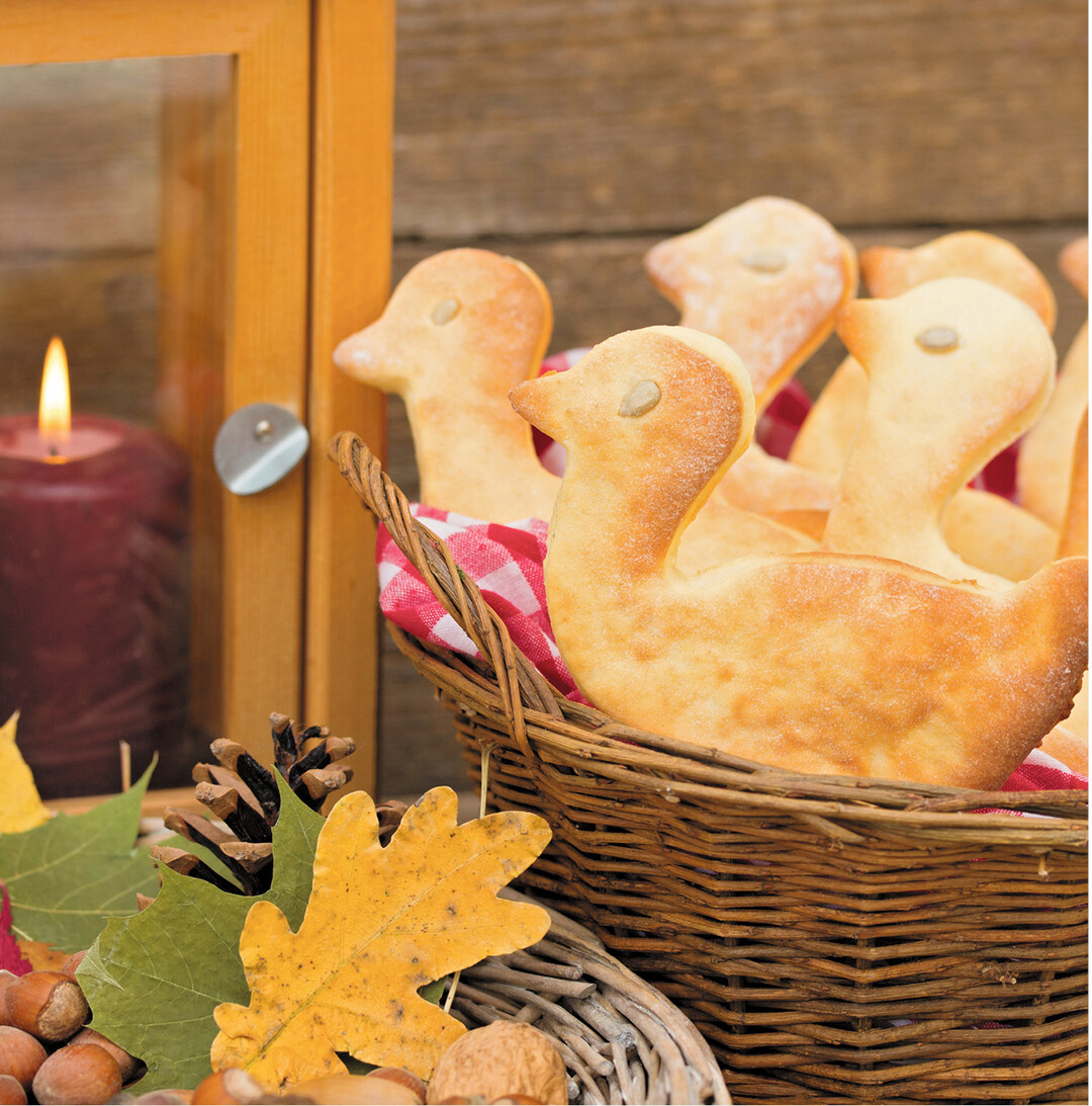 An Sankt Martin, dem 11. November, gedenken wir dem Schutzpatron der Armen. In der Landwirtschaft ist traditionell an Martini die Pachtzahlung fällig. Oft gibt es am Martinstag eine Gans, als Gänsebraten mit Rotkohl und Knödeln oder auch als Gebäck.