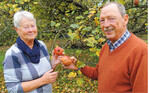 Die herb-säuerlichen Boskop-Äpfel aus eigenem Anbau werden von Ingrid und Hans-Jürgen Schlenz gern frisch im Müesli verspeist oder zu Apfelmus und Saft verarbeitet.