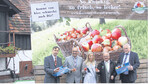 Das erste Plakat am Bodensee stellen vor (v. l.): Dr. Egon Treyer für die Vermarkter, LVEO-Präsident Franz Josef Müller, Apfelprinzessin Ines Klotz, Obstregionvorsitzender Helmut Jäger und Joachim Hauck vom Ministerium Ländlicher Raum.