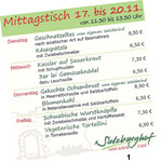 Zum Mittagstisch gibt es von Dienstag bis Freitag ein Fleischgericht und ein vegetarisches.