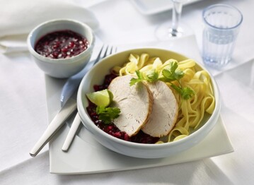 Putenbraten mit fruchtiger Soe