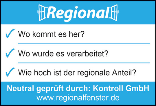 Das blau-weie Markenzeichen des Regionalfensters.