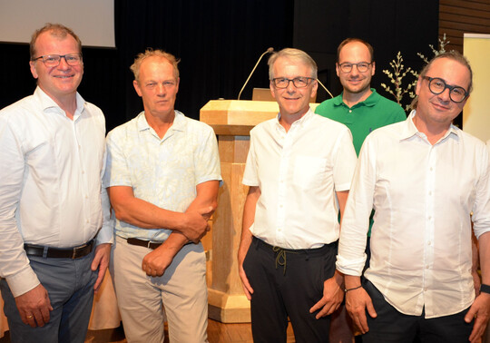 Informierten bei der Generalversammlung (v. l.): Markus Schneider, Markus Grimmig, Martin Bhr, Simon Enderle und Dirk Kastner.