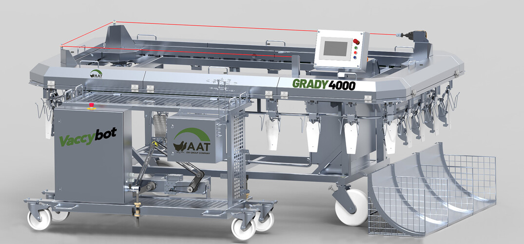 Die Firma Agri Advanced Technologies hat mit dem System Vaccybot das erste vollautomatische Verfahren zur Brustimpfung bei Geflgel entwickelt. Das System ermglicht die gleichzeitige Injektion von bis zu sechs verschiedenen Impfstoffen.