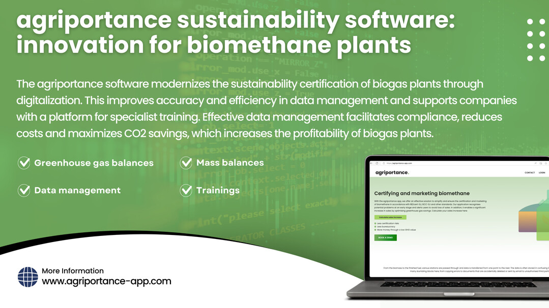 Mit der Software des Unternehmens agriportance knnen Daten fr die Bilanzierung von Treibhausgasen oder Massen nun vereinfacht erfasst und berechnet werden. 