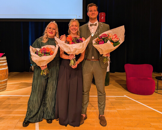 Das neue Trio (v. l.): Weinprinzessin Ines Pfeiffer, Weinknigin Kim Weiflog und Weinprinz Moritz Ocker. 