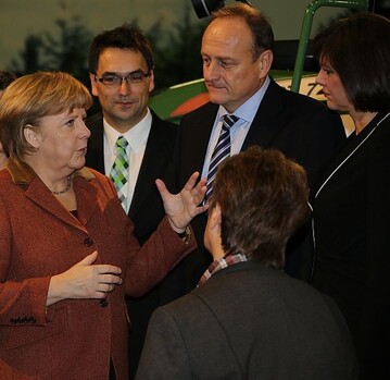 Bauernprsident Joachim Rukwied mit Bundeskanzlerin Angela Merkel auf der Grnen Woche in Berlin