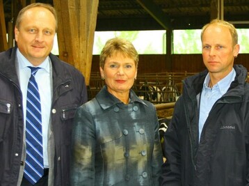 Werben fr das Hauptfest (von links): LBV-Prsident Joachim Rukwied, Staatssekretrin Friedlinde Gurr-Hirsch, Betriebsleiter Martin Sickinger.