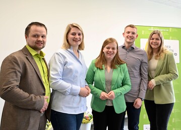 Neuer Bundesvorstand: (v. l.): Christian Leu, Maike Delp, Anne-Kathrin Meister, Lars Ruschmeyer, Theresa Schmidt  nicht im Bild: Stefan Schmidt