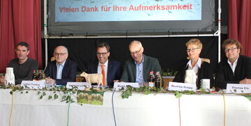 Konstruktiv, sachlich und informativ: Es diskutierten (v.l.) Frank Wattendorf-Moser, Beratungsdienst Milchvieh Leutkirch; Lothar Fonfara, Steuerberater und Leiter der LBV-Buchstelle Bad Waldsee; Andreas Loritz, Firmenkundenbetreuer bei der Volksbank Allgu-West in Wangen; Martin Heber, Gewerbekundenberater bei der KSK Ravensburg. Die Gesprchsleitung hatten Beatrice Ruopp, Landwirtschaftsamt Ravensburg und Thomas Eib, Beratungsdienst Milchvieh Ravensburg.