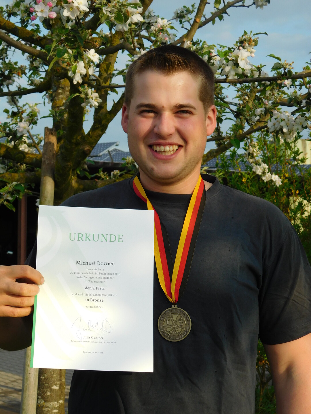 Michael Dorner aus Lahr von der Pflgergemeinschaft Ortenau hat den 3. Platz im Drehpflgen belegt