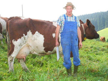 Eberhard Beha aus Unterkirnach ist stolz auf seine 100.000 kg Kuh Elsa.