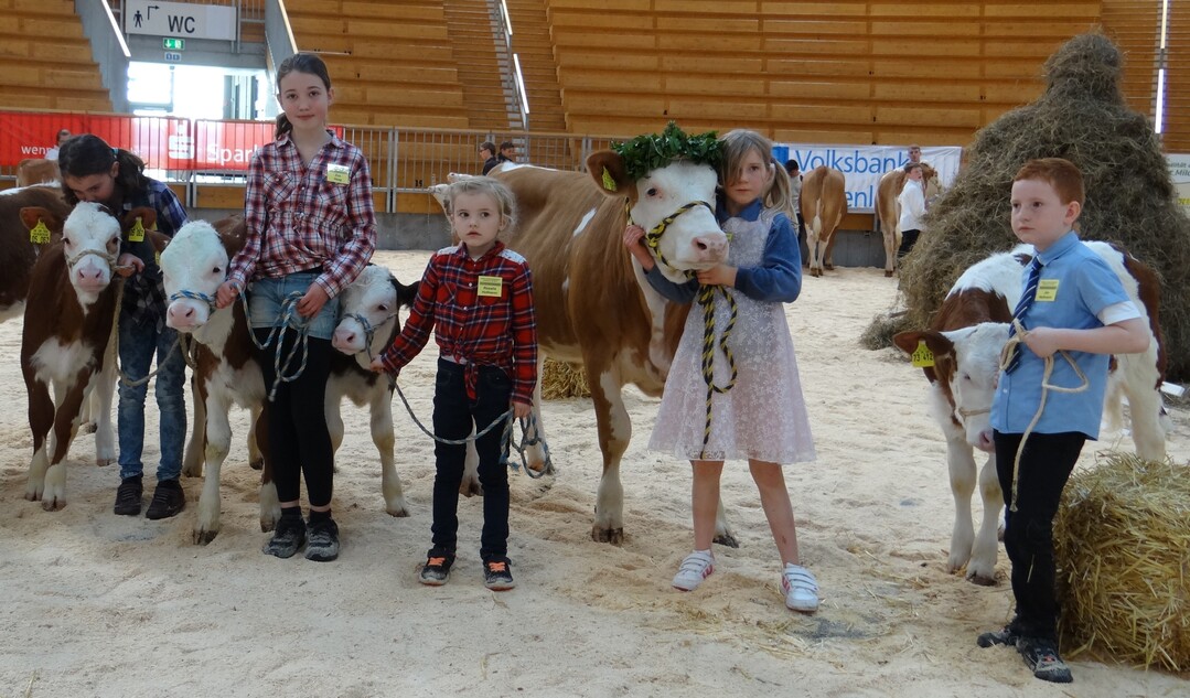 Kinder posieren beim Vorfhrwettbewerb.