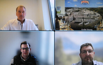 ber die Festpreisabsicherung durch die Warenterminbrse in der Hohenloher Molkerei informierten (oben links) Professor Holger Thiele vom Kieler ife-Institut; Florian Hildebrand (links) von StoneX Financial Europe S.A. und Darko Turajlic, FoodBusiness.Digital GmbH.