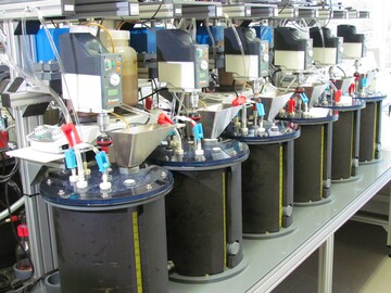 Labor-Fermenter zur Durchfhrung kontinuierlicher Grversuche.
