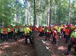 Schulung im Forstgutsbezirk Glashütte: Teilnehmende waren private und kommunale Waldbesitzer, forstliche Beschäftigte und Forstunternehmer, Förster, Fachkräfte für Arbeitssicherheit sowie Sicherheitsbeauftragte. Vor Ort waren auch Thomas Schröder, Vorstandsmitglied der SVLFG aus Quickborn, und Dr. Maurice Strunk, Geschäftsführer des Deutschen Forstunternehmerverbandes.