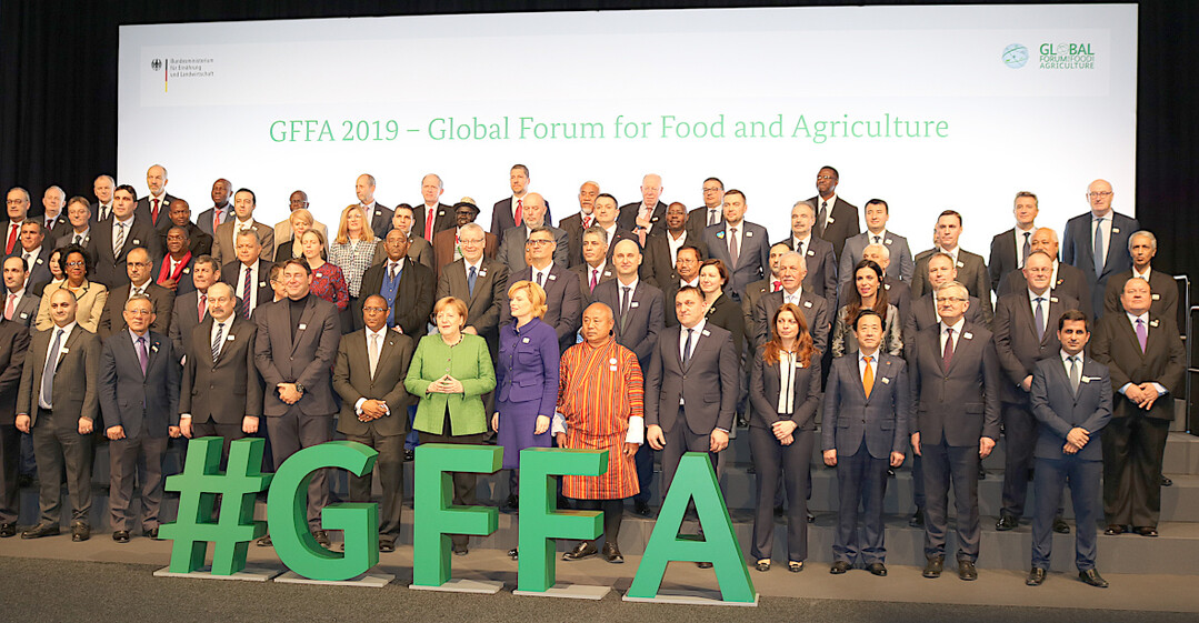 Gruppenbild beim GFFA mit den Landwirtschaftsministerinnen und -ministern aus aller Welt.