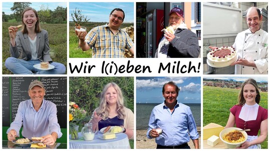 "Wir l(i)eben Milch. Unter dem Motto stellen begeisterte Milchfans ihre regionalen Milchspezialitten vor. Die Collage entstand aus Fotos der beteiligten Bundelnder.